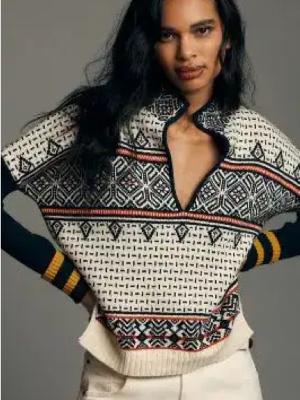 Maeve Anthropologie Fair Isle Mock Neck Sweater Multicolor Knit Pullover Sz S - Picture 2 of 14